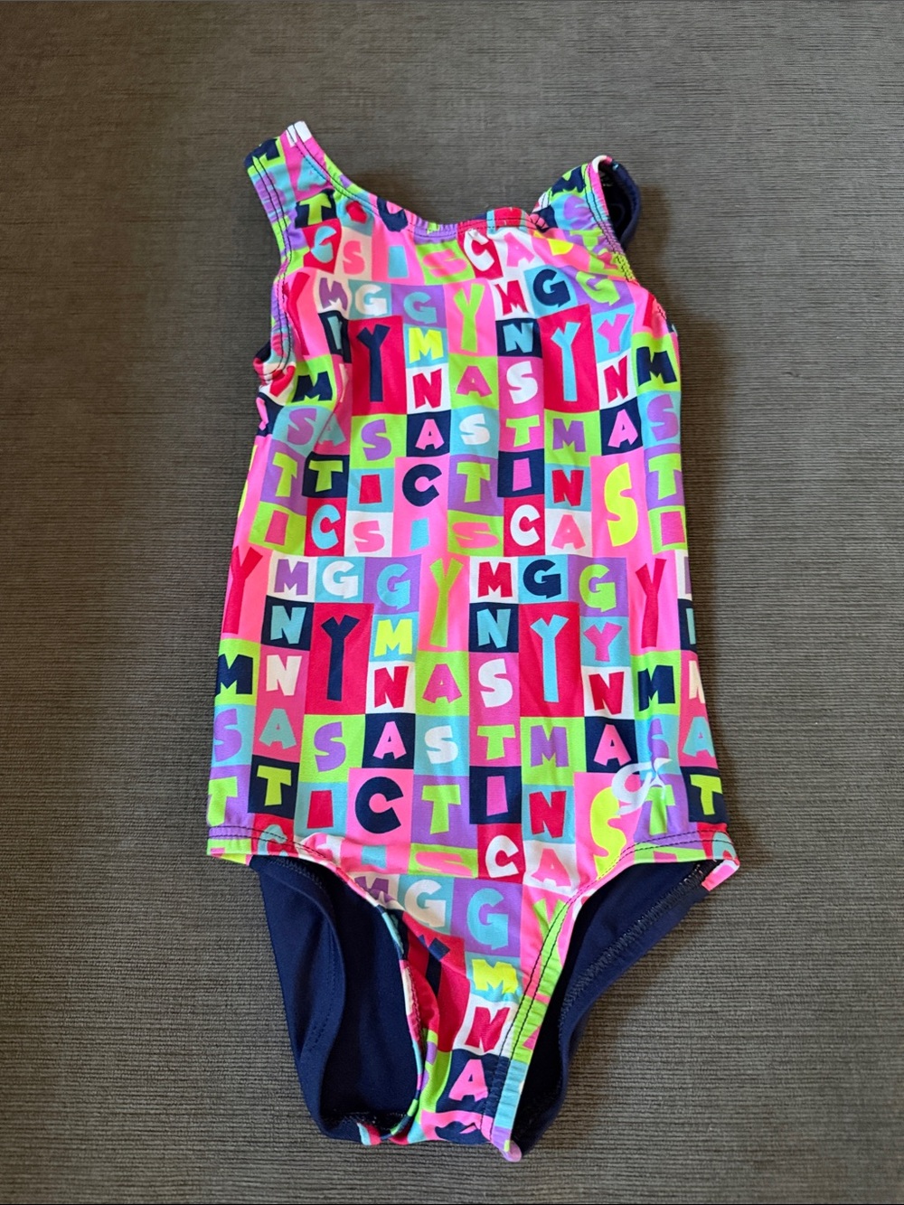 GK Neon Letter Print One-Piece Swimsuit - Pink Multi